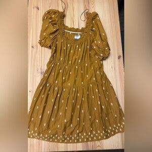 Deep Mustard and White Embroidered Dress by Old Navy in Size M